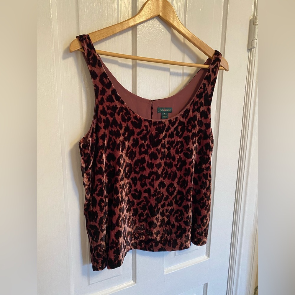 J Crew Burgundy Leopard Velvet Tank Top - Picture 2 of 5